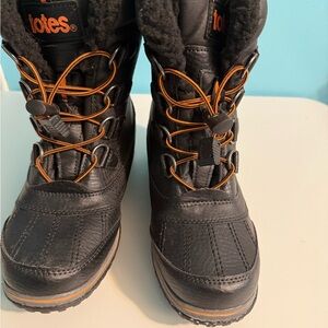 Totes Black Boots with Orange Accents